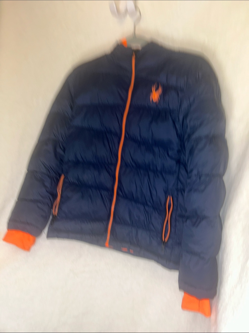 Spyder Kids Navy Puffer Jacket with Orange Trim